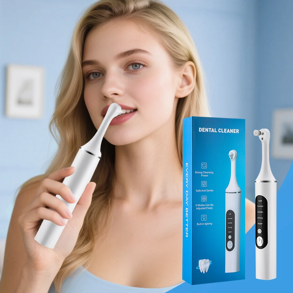 Teeth Whitening Kit - 電動歯磨き器歯のホワイトニングクリーナー 6 ブラシヘッド LED ライト歯垢歯石除去剤歯垢歯のクリーニングセット
