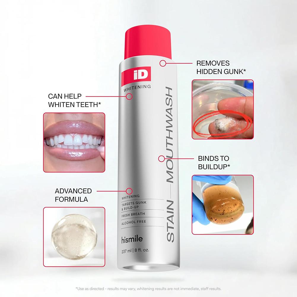 Teeth Whitening Mouthwash - Hismile iD アルコールフリーうがい薬 ディープクリーニング ステイン除去 歯のホワイトニング