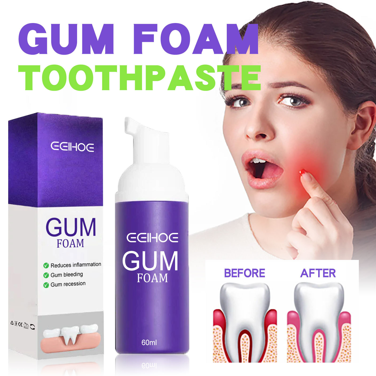 60ml歯のホワイトニングムースV34歯のクリーニングホワイ - Teeth Whitening Pens のレビューと価格