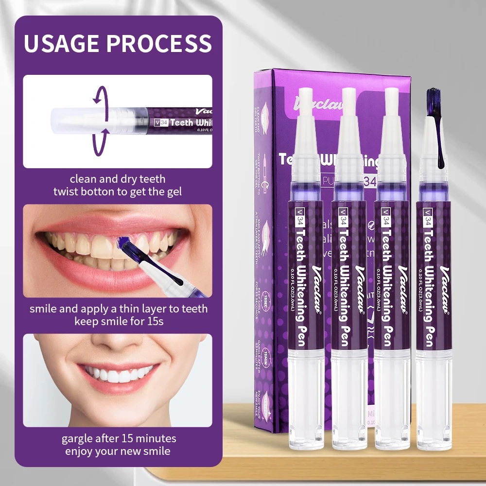 ヴァクラフV34 パープル歯のホワイトニングジェルペン。即効 - Teeth Whitening Pens のレビューと価格